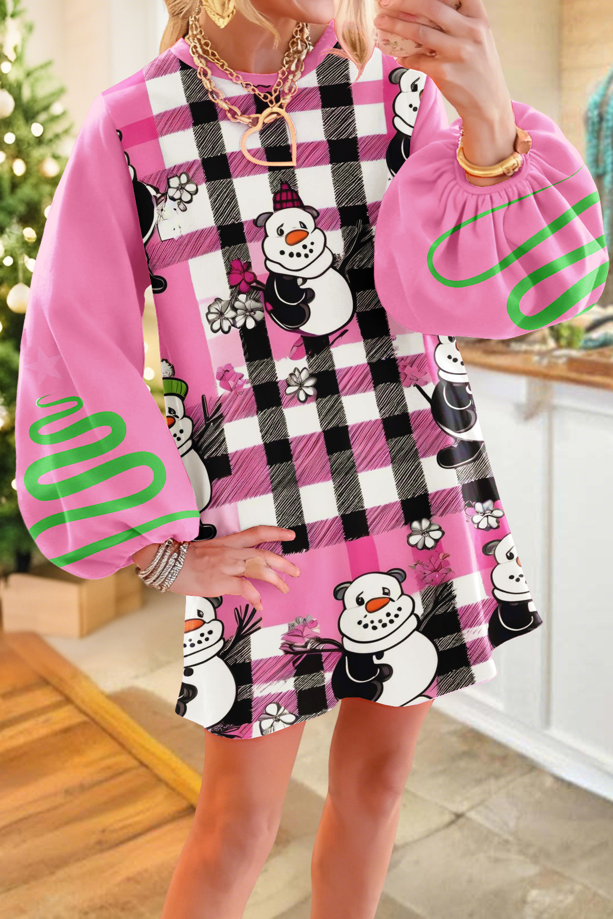 Christmas Snowflake Patchwork Sweatshirt Dress