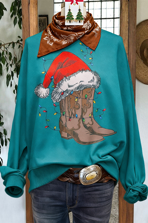 Retro Christmas Batwing Sleeve Sweatshirt
