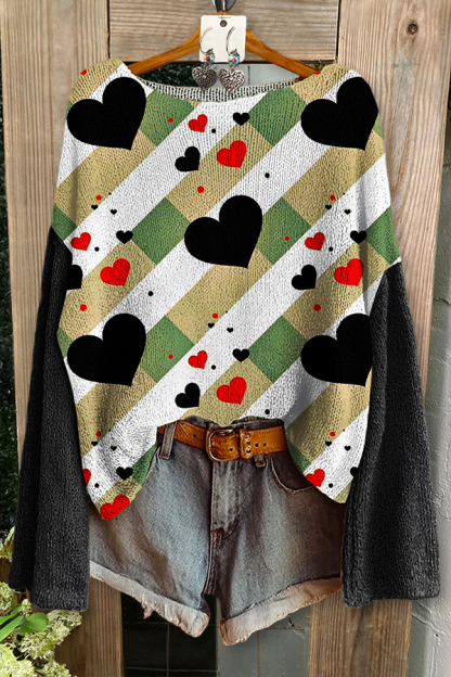 Valentine'S Day Heart Patchwork Sweater