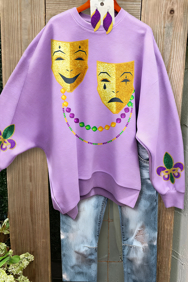 Mardi Gras Mask Batwing Sleeve Sweatshirt