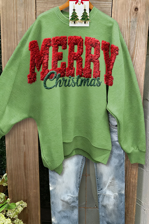 Classic Plush Christmas Batwing Sleeve Sweatshirt