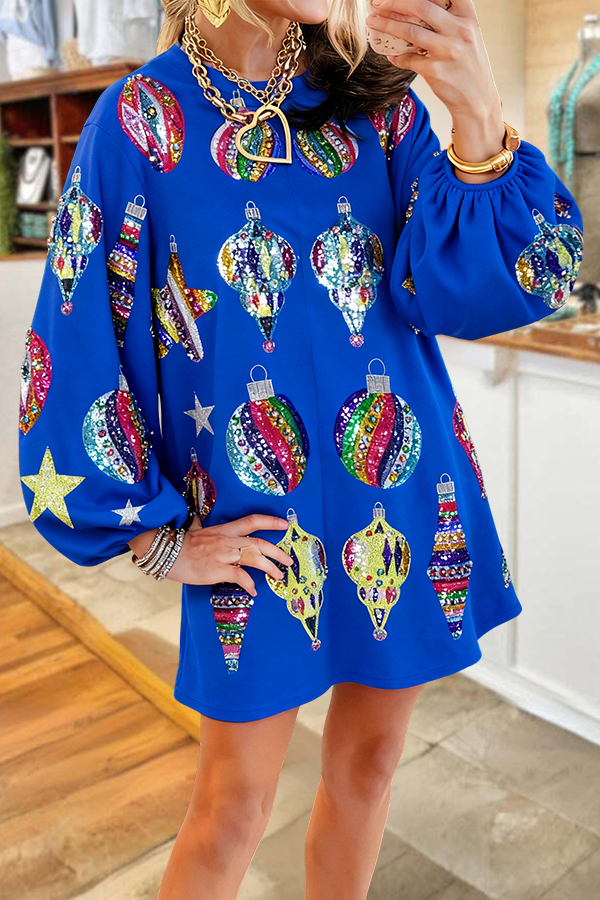 Retro Christmas Ball Sweatshirt Dress