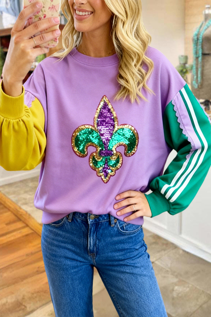 Mardi Gras Sparkling Fleur-De-Lis Sweatshirt