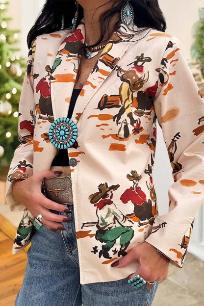 Western Cowboy Tie-Dye Print Suit