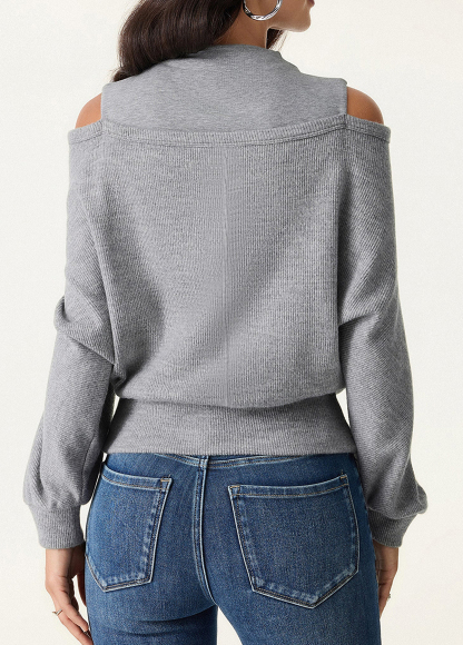 Cozy Warm Waisted Mockneck Cutout Shoulder Surplice Brami