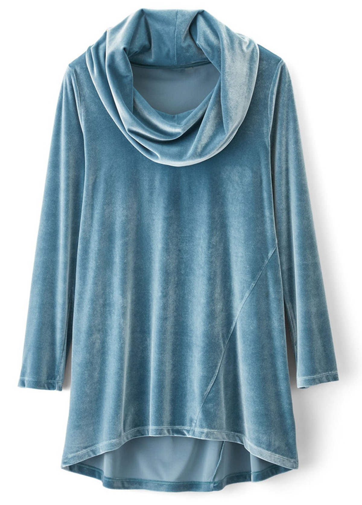High-Waist Slimming Vision In Velvet Draped Cowl Neck Tunic
