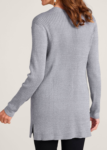 Cozy Waisted Slimming Ribbed Vest And Cardigan Two-Piece Set