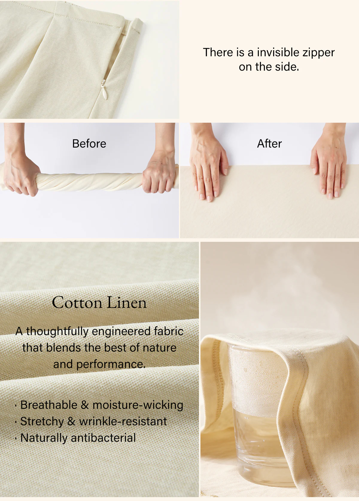 Slimming Wrinkle-Resistant Cotton-Linen Mid Rise Straight