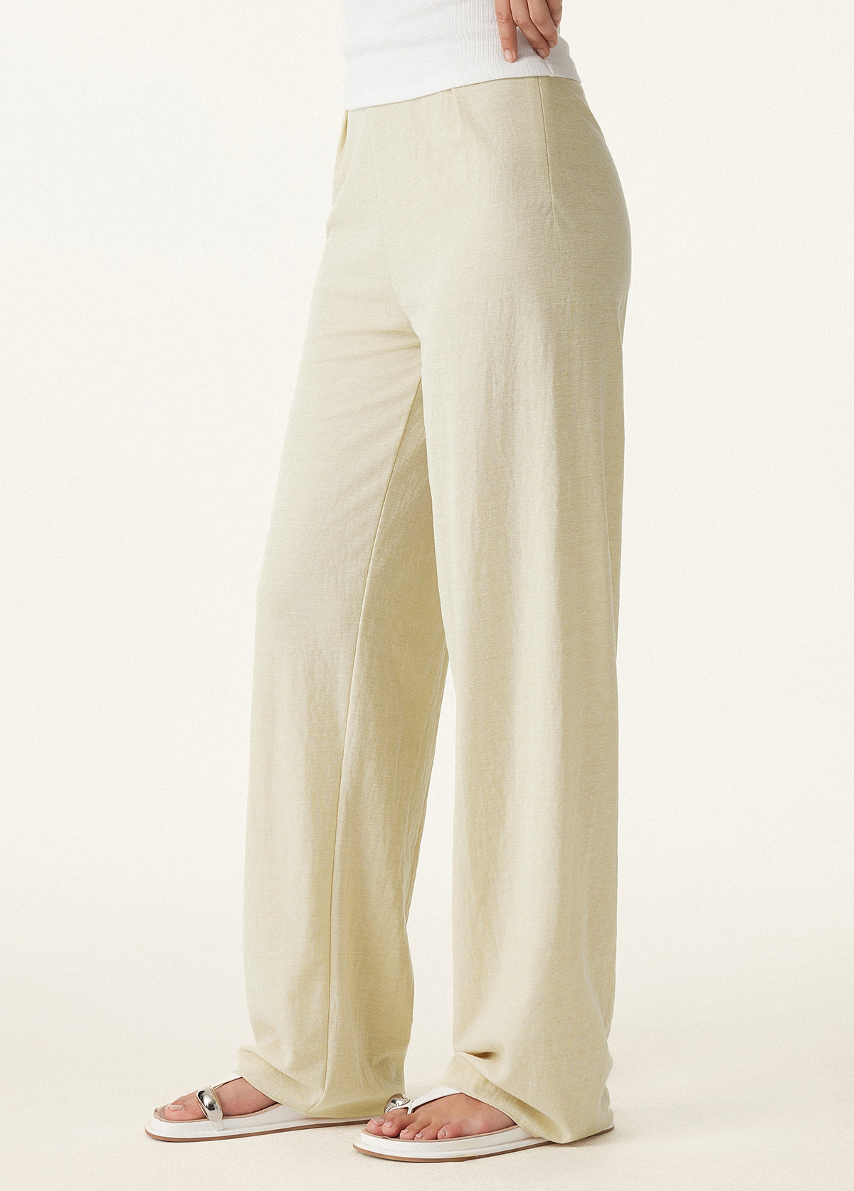 Slimming Wrinkle-Resistant Cotton-Linen Mid Rise Straight