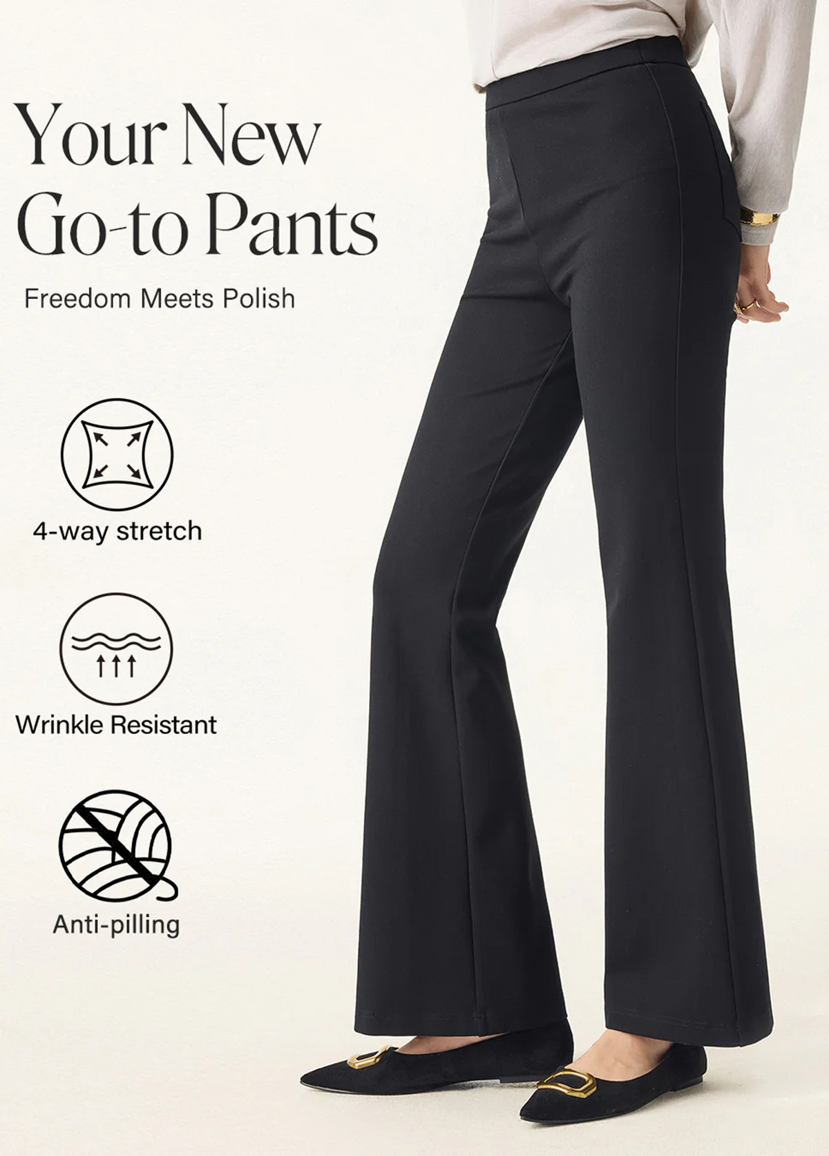 Slimming Tummy Control Ponte High Rise Pull-On Flared Pants