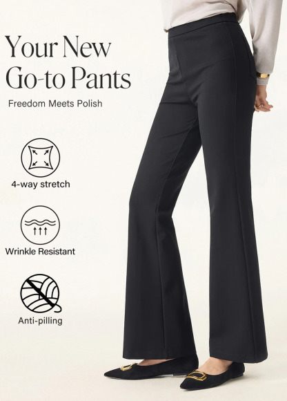 Slimming Tummy Control Ponte High Rise Pull-On Flared Pants