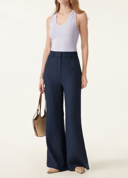Butt Lif Linen High-Waist Flared Pant With Pockets