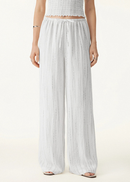 Cozy And Classic Linen Striped Wide-Leg Trousers