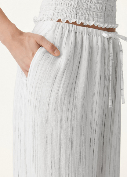 Cozy And Classic Linen Striped Wide-Leg Trousers