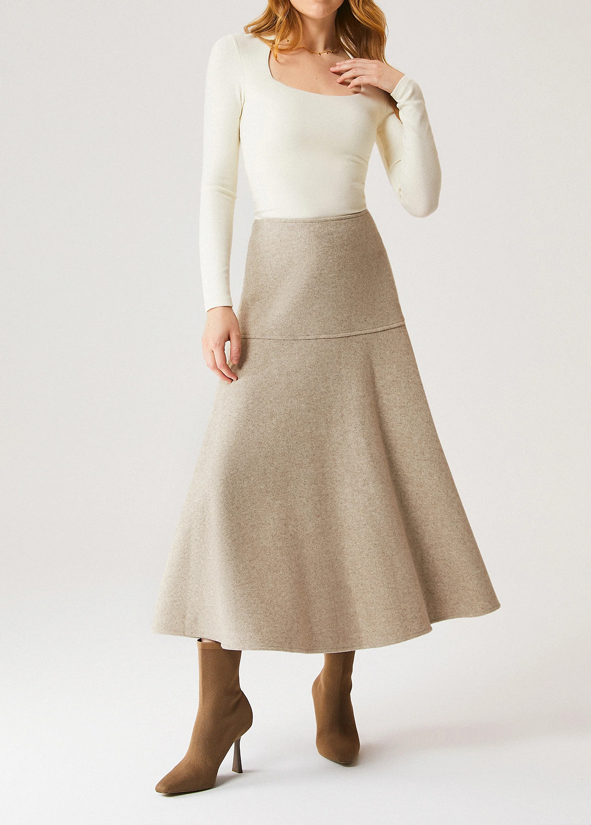 Slimming Tummy Control Cashmere-Like Flared Maxi Skirt