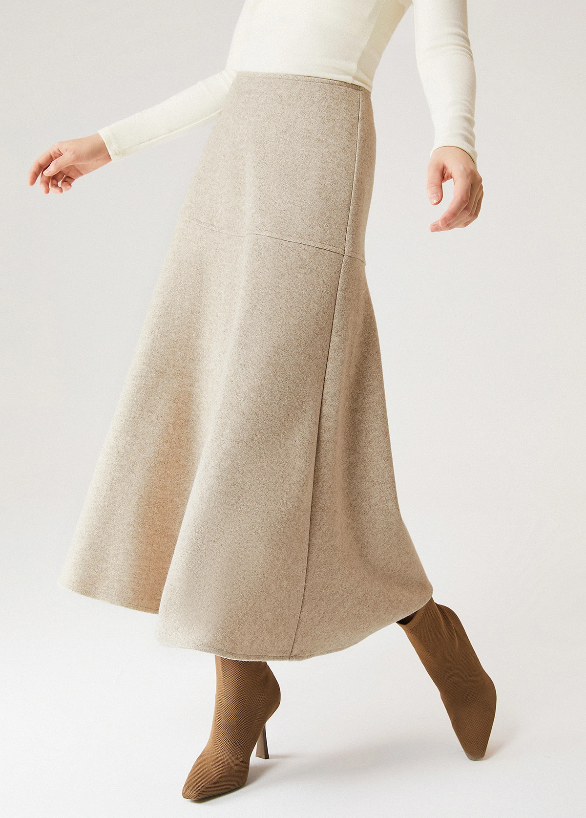 Slimming Tummy Control Cashmere-Like Flared Maxi Skirt