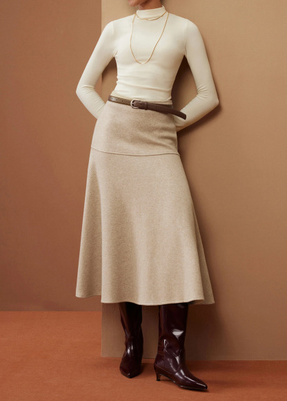 Slimming Tummy Control Cashmere-Like Flared Maxi Skirt