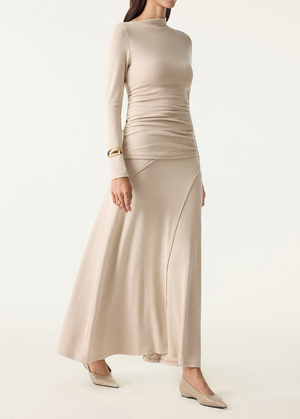 Slimming Butt Lift Pull-On Flared Maxi Skirt