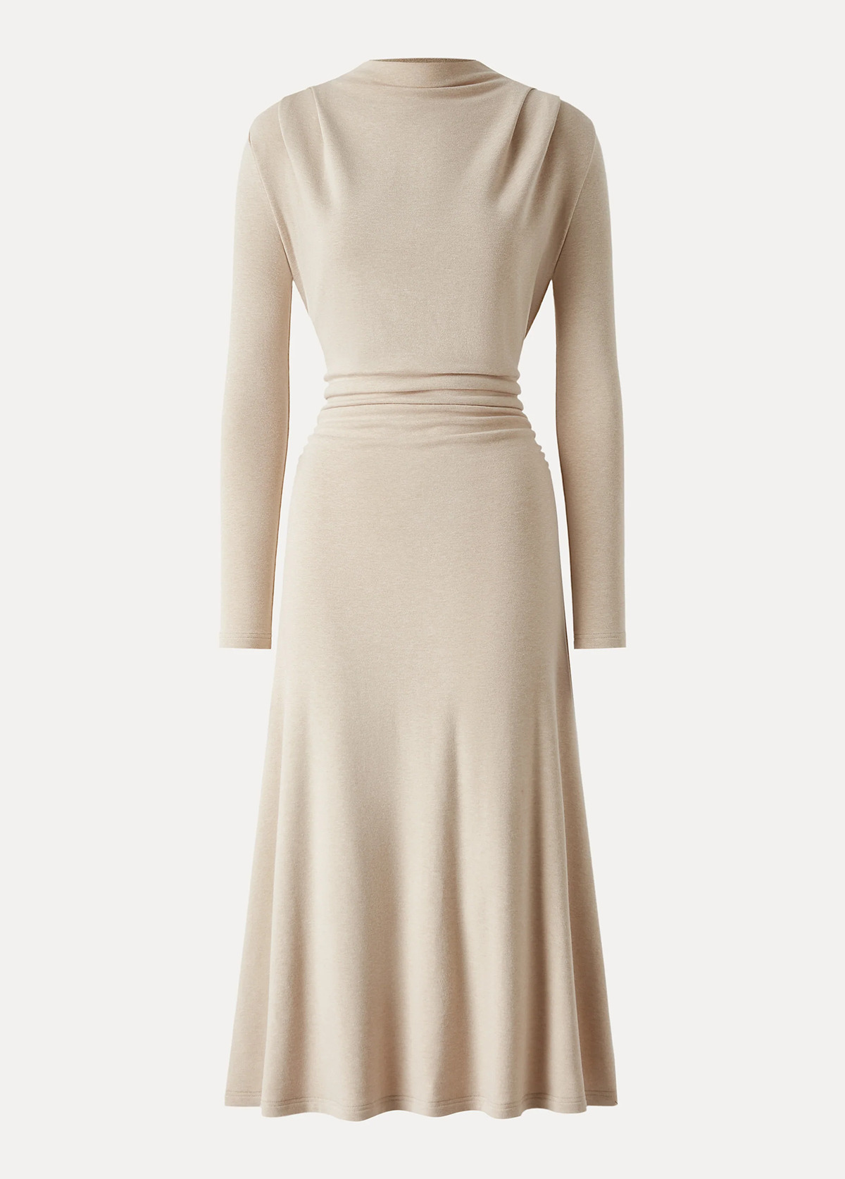 Waisted Slimming Ruched Mock Neck Fit-And-Flare Brami Dress