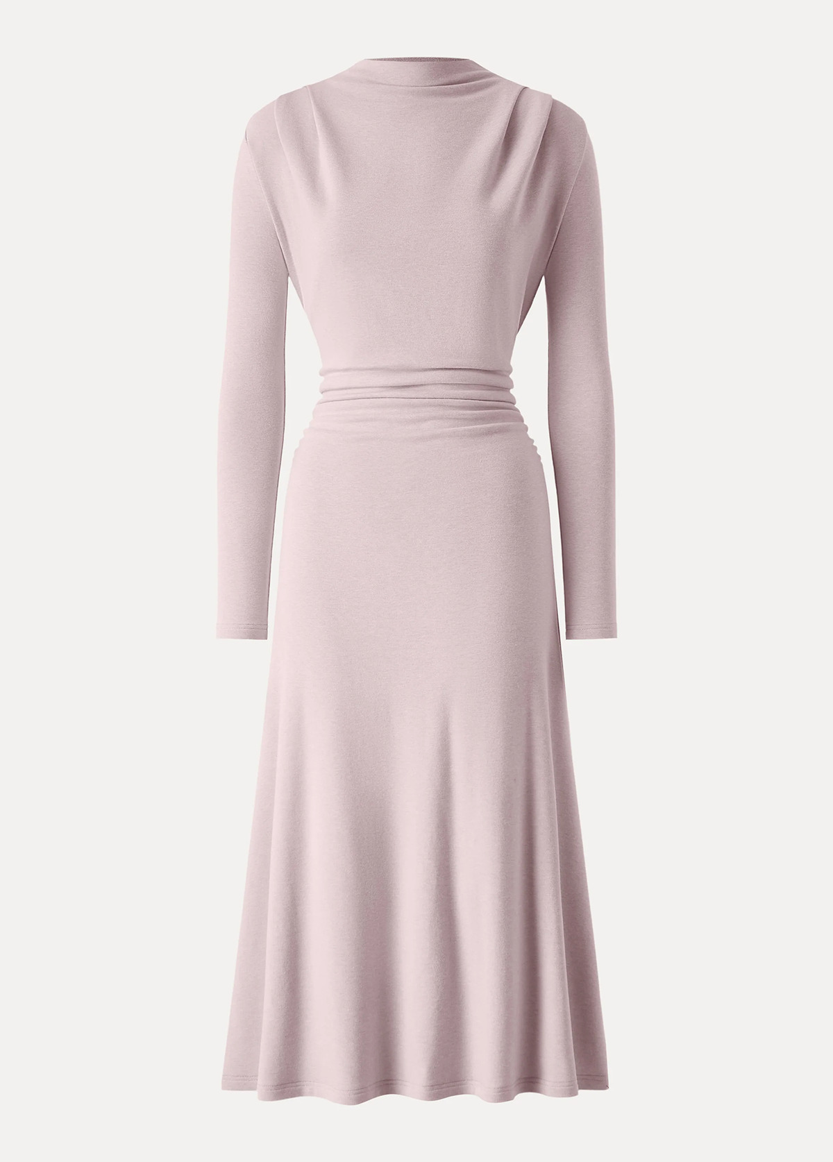 Waisted Slimming Ruched Mock Neck Fit-And-Flare Brami Dress