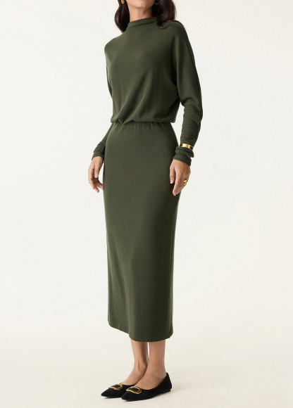 Batwing Sleeve Cinched Slimming Waist Brami Midi Dress