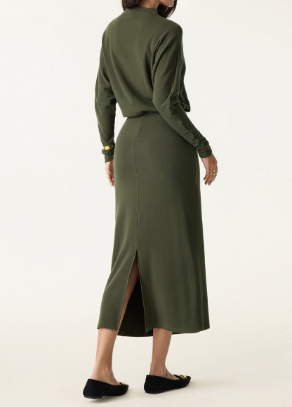 Batwing Sleeve Cinched Slimming Waist Brami Midi Dress