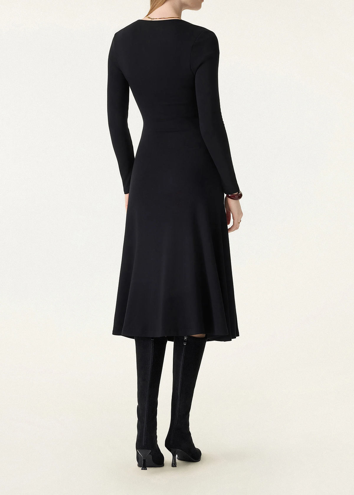 Waist Slimming Angular Square Neck Flare Midi Brami Dress