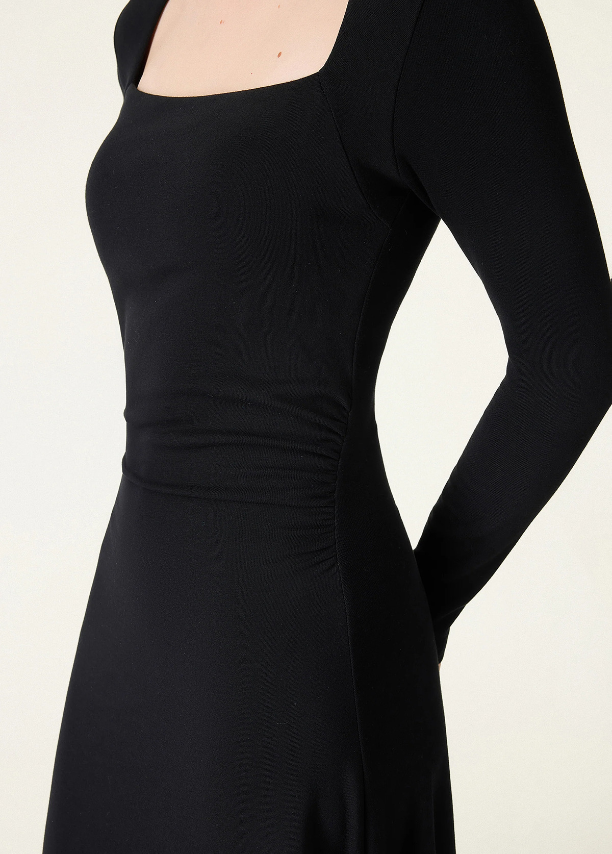 Waist Slimming Angular Square Neck Flare Midi Brami Dress