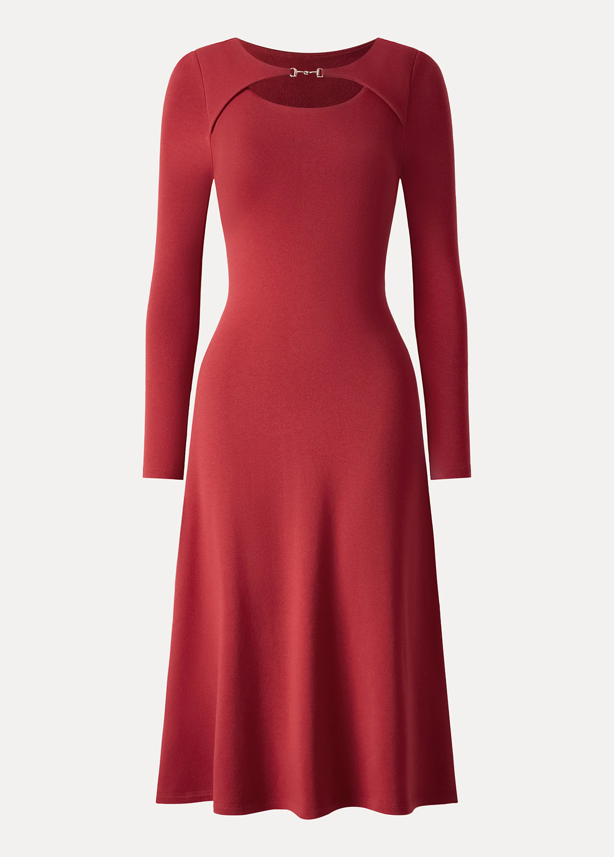 Waisted Slimming Metal Chain Detail Boat Neck Midi Brami Dress