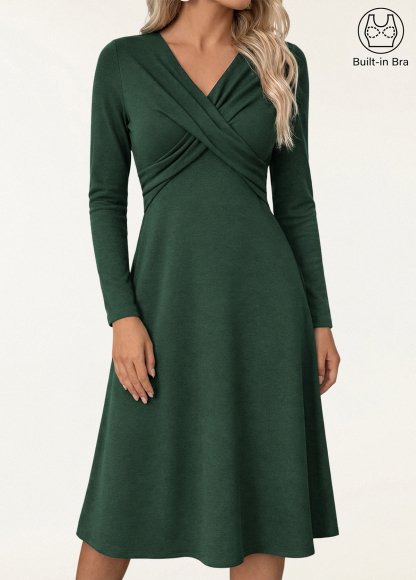 High-Waist V-Neck Surplice Waisted Midi Brami Dress