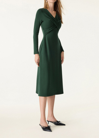 High-Waist V-Neck Surplice Waisted Midi Brami Dress