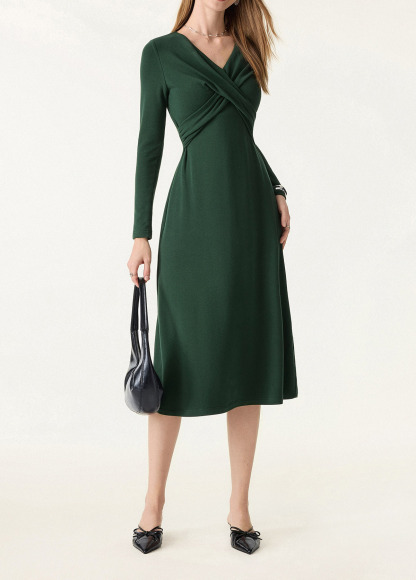 High-Waist V-Neck Surplice Waisted Midi Brami Dress