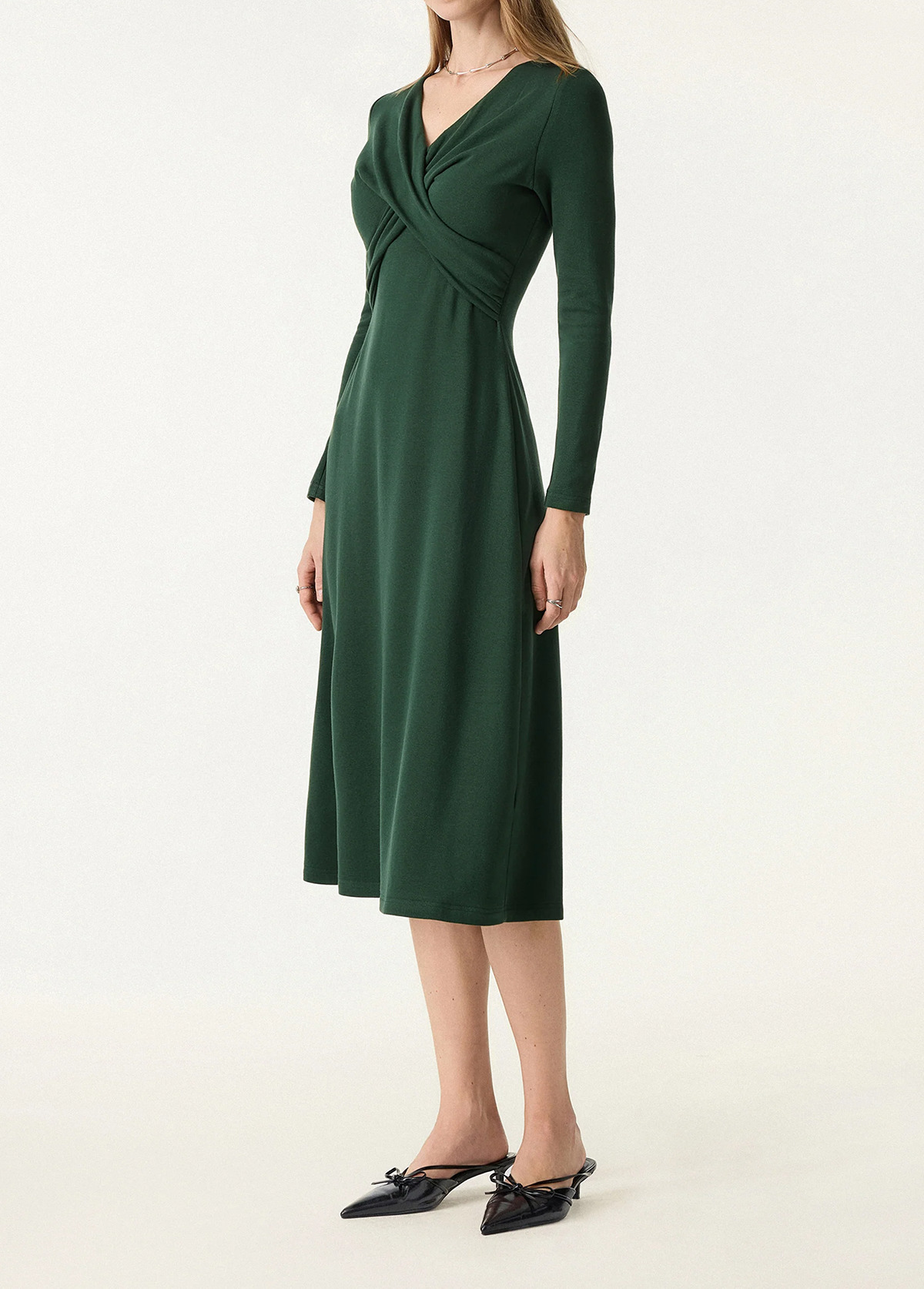 High-Waist V-Neck Surplice Waisted Midi Brami Dress