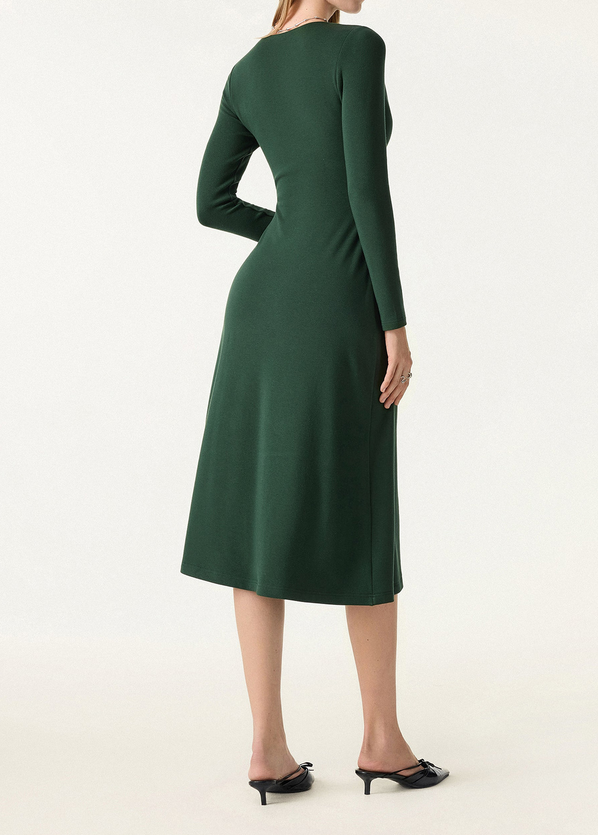 High-Waist V-Neck Surplice Waisted Midi Brami Dress