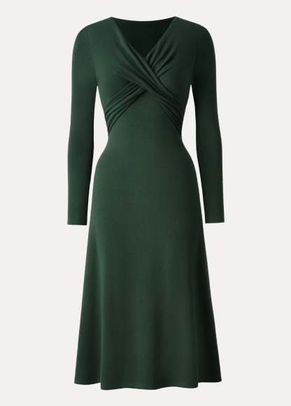 High-Waist V-Neck Surplice Waisted Midi Brami Dress