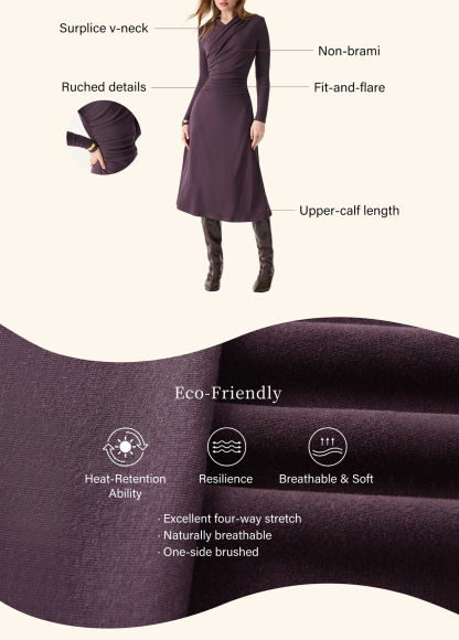 Waisted Slimming Surplice V-Neck Ruched Midi Brami Dress