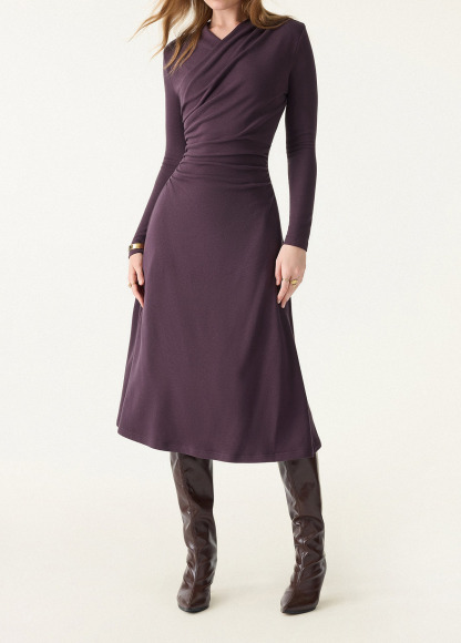 Waisted Slimming Surplice V-Neck Ruched Midi Brami Dress