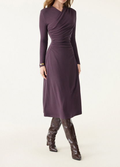 Waisted Slimming Surplice V-Neck Ruched Midi Brami Dress