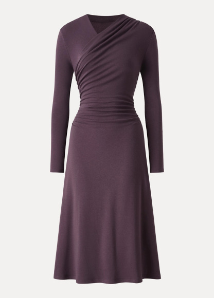 Waisted Slimming Surplice V-Neck Ruched Midi Brami Dress