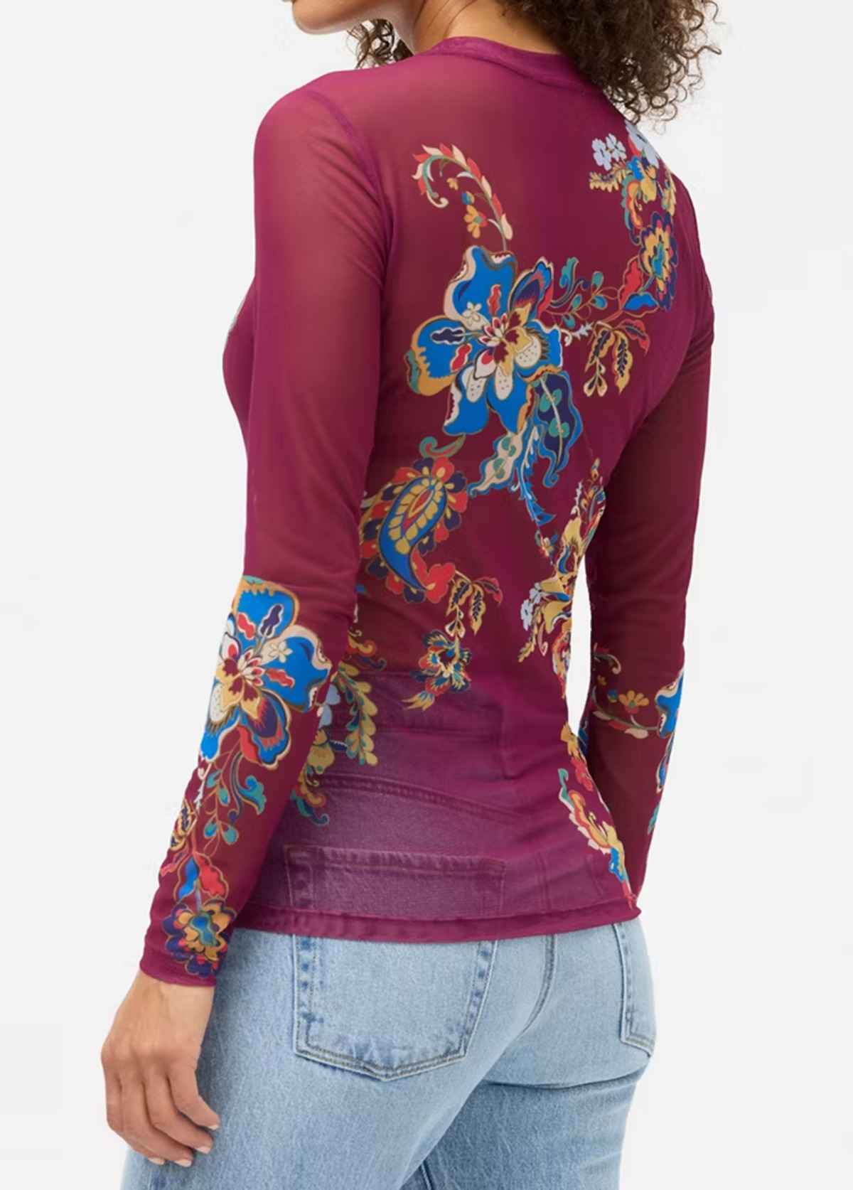 Stretchy Mesh Waisted Slimming Long-Sleeve Top