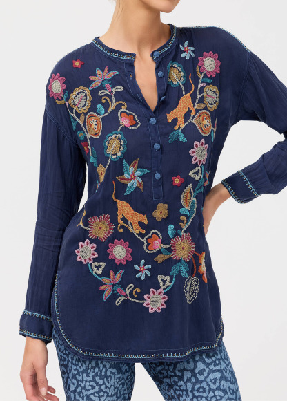 High-Waist Slimming Soft Forest Floral Embroidered Top