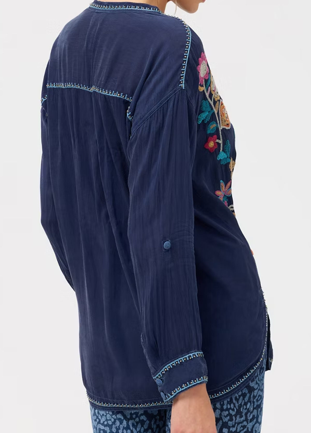 High-Waist Slimming Soft Forest Floral Embroidered Top