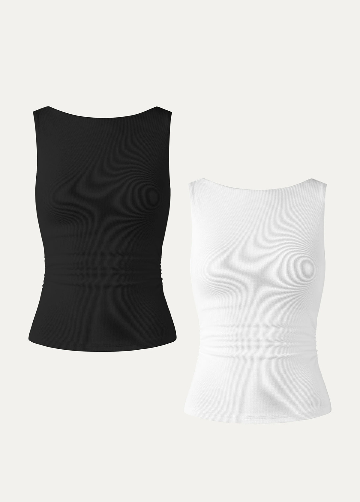 Base Elastic Open Ruched Waist Slimming Back Brami Tank