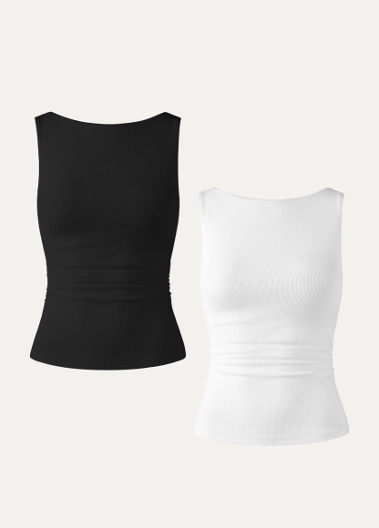 Base Elastic Open Ruched Waist Slimming Back Brami Tank