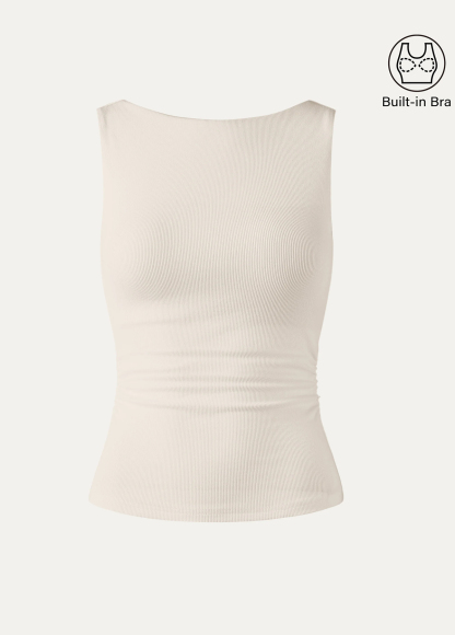 Base Elastic Open Ruched Waist Slimming Back Brami Tank