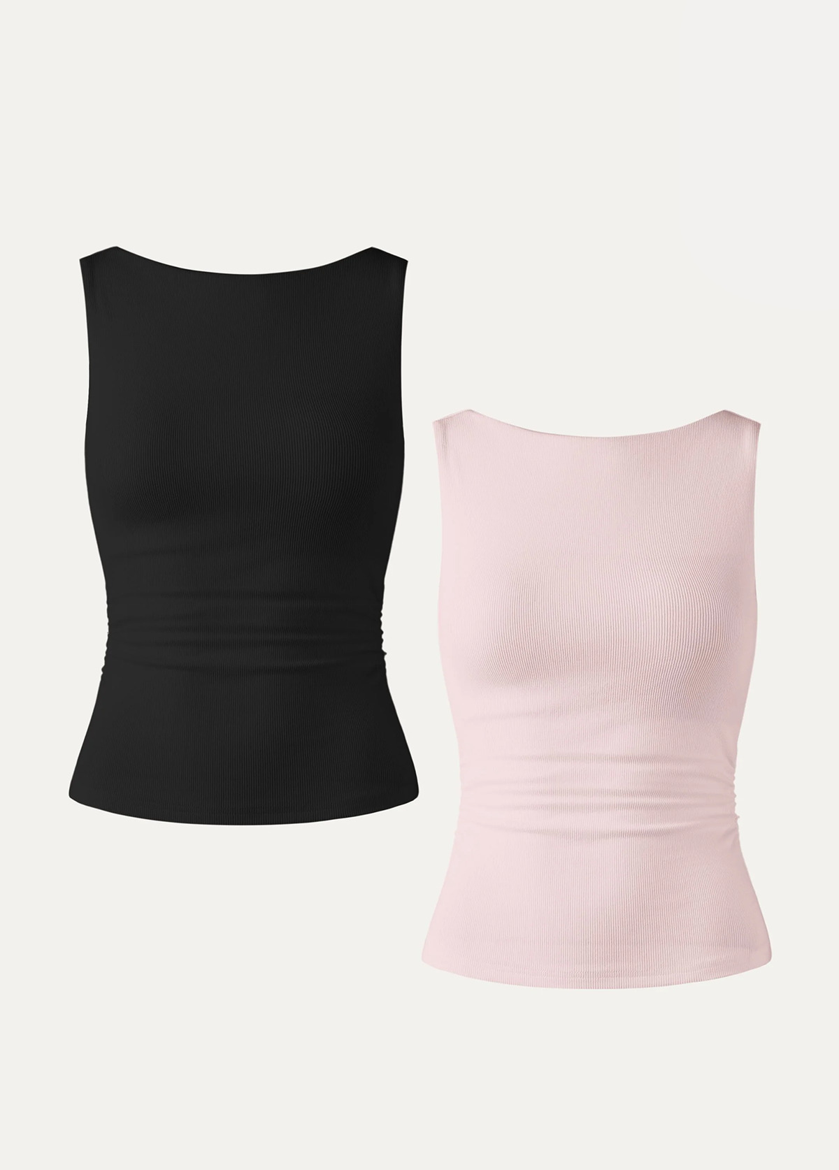 Base Elastic Open Ruched Waist Slimming Back Brami Tank