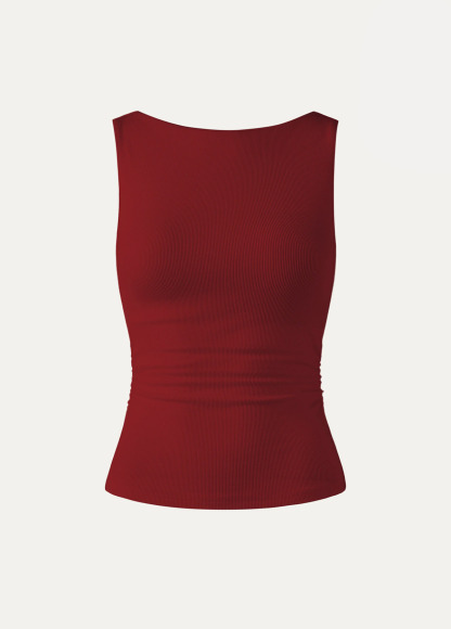 Base Elastic Open Ruched Waist Slimming Back Brami Tank