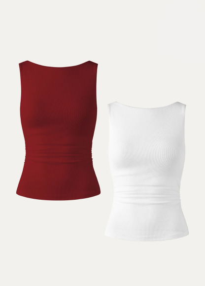 Base Elastic Open Ruched Waist Slimming Back Brami Tank