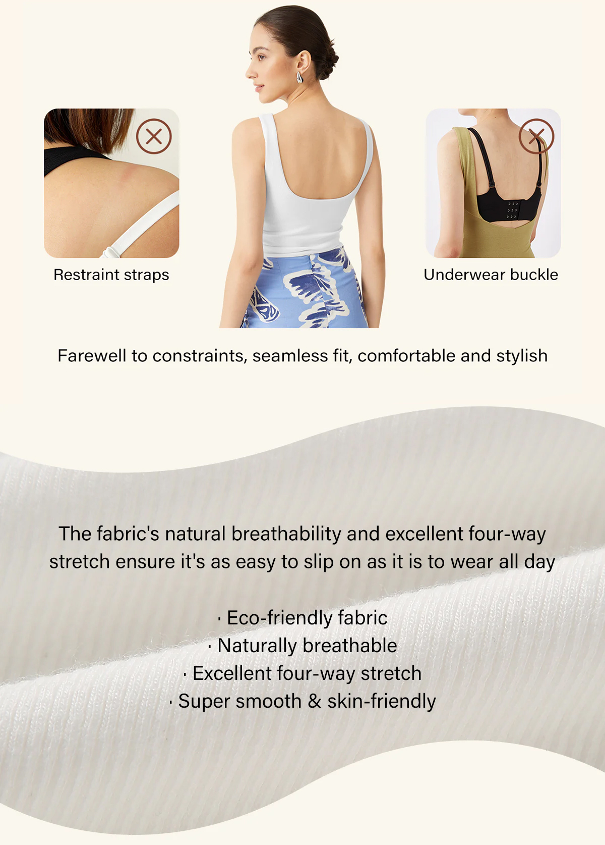 Base Elastic Open Ruched Waist Slimming Back Brami Tank