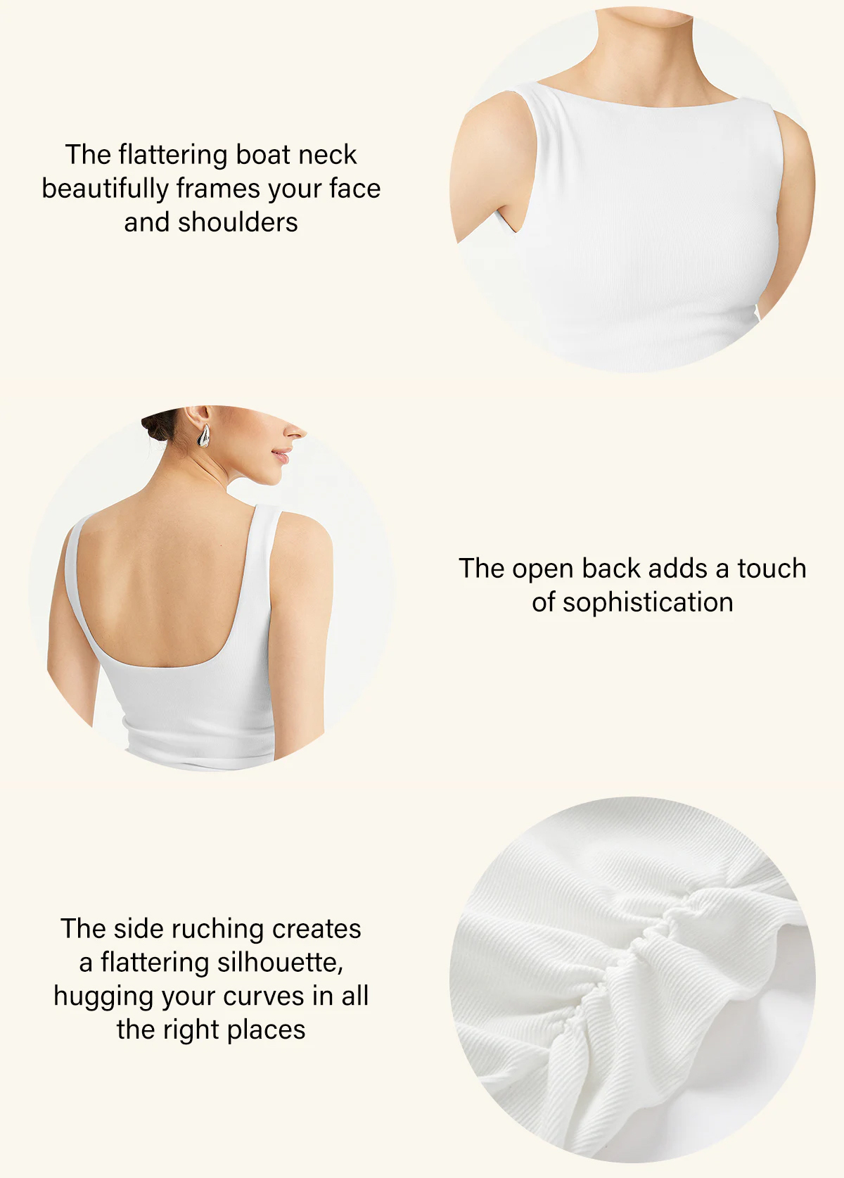 Base Elastic Open Ruched Waist Slimming Back Brami Tank